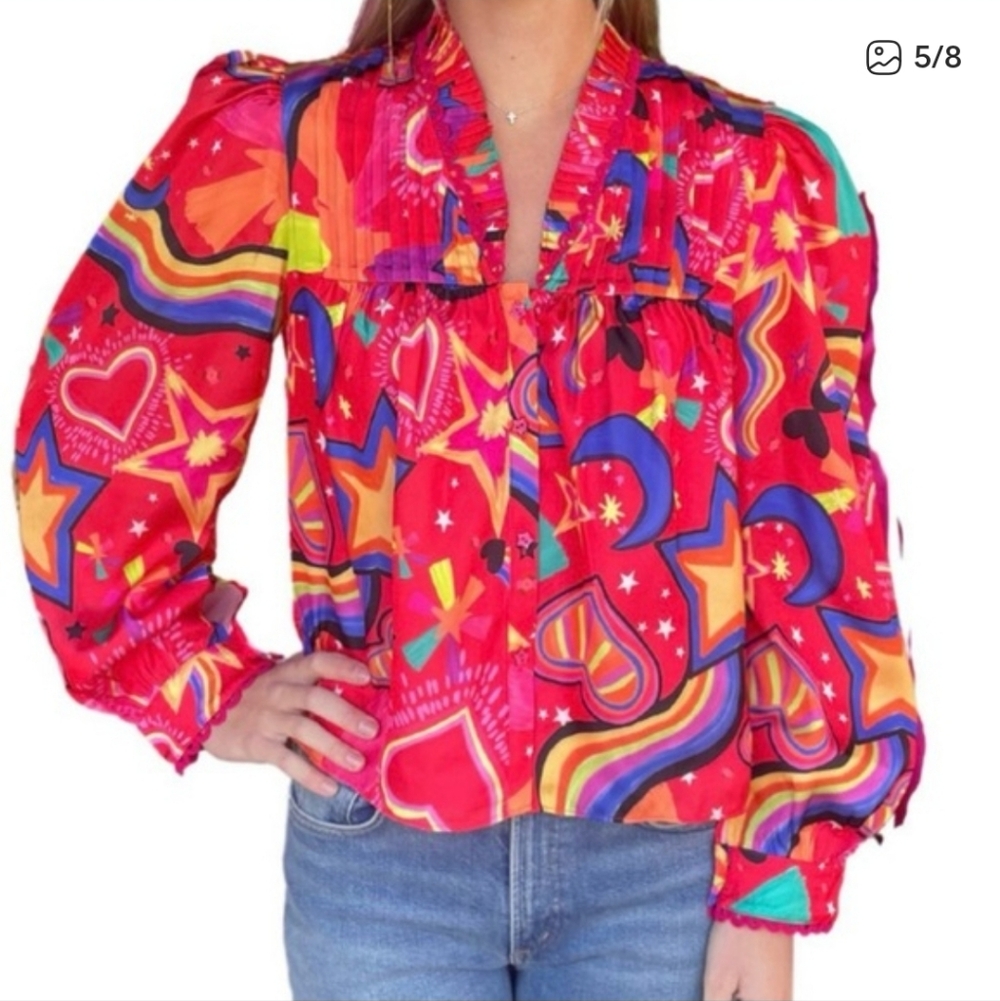 Alden Adair Oliver Blouse In Star Gazing Size Small - Picture 2 of 12